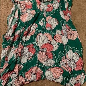 Liz Claiborne Green and Pink Floral Top